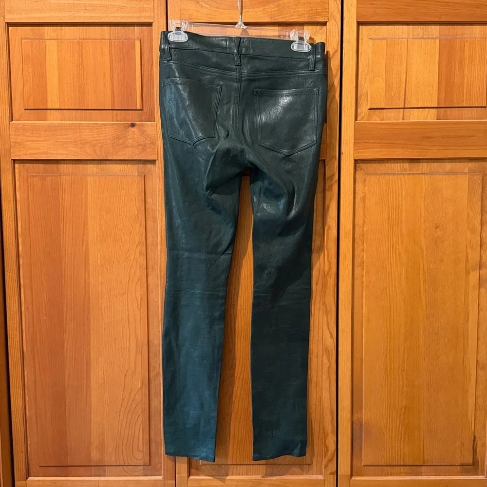 FRAME Le Skinny De Jeanne Green Lamb Leather Pants - Picture 4 of 6